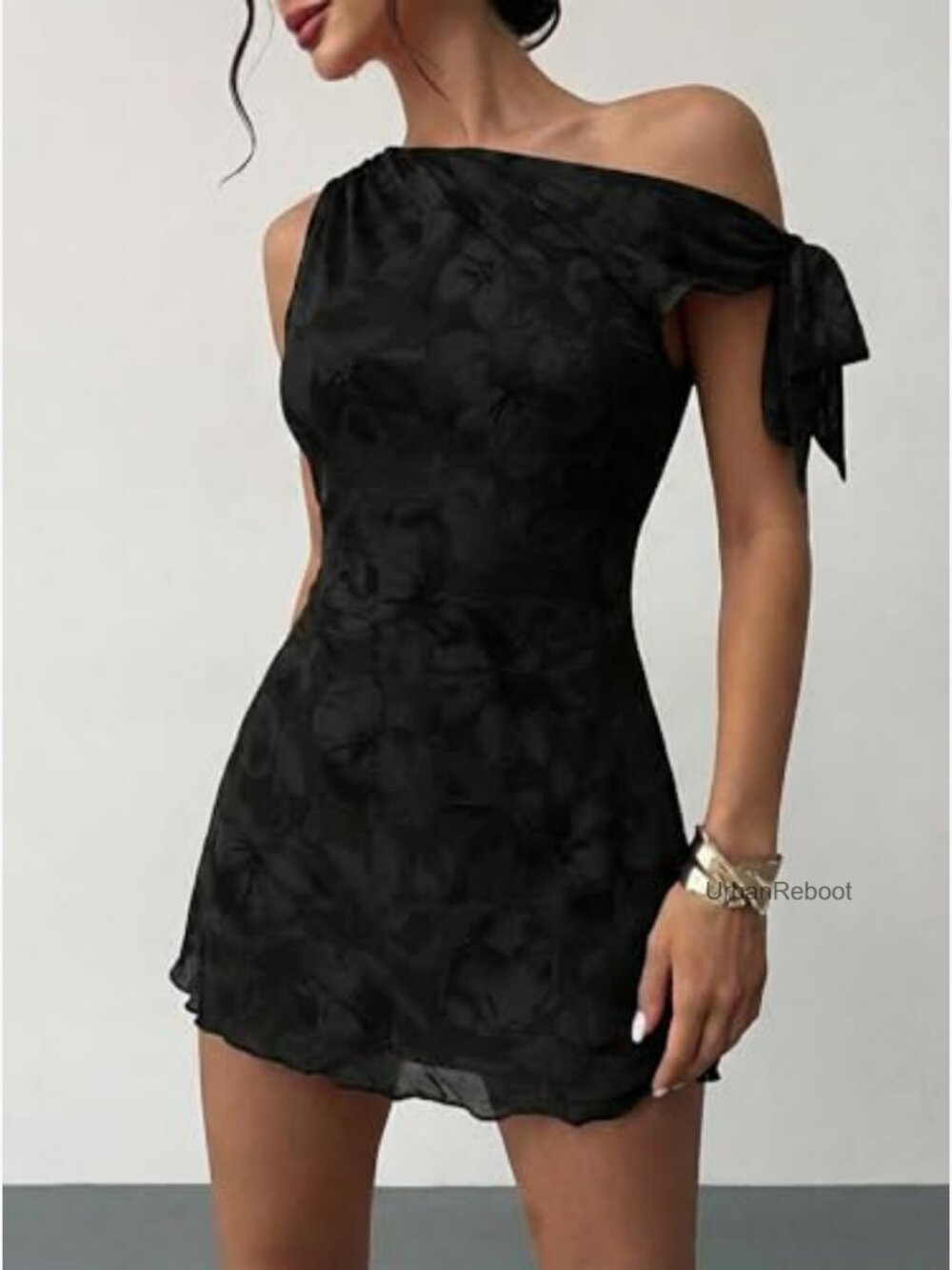 Off Shoulder Bodycon Mini Dress, Floral Print, S-XXL - Picture 1 of 3